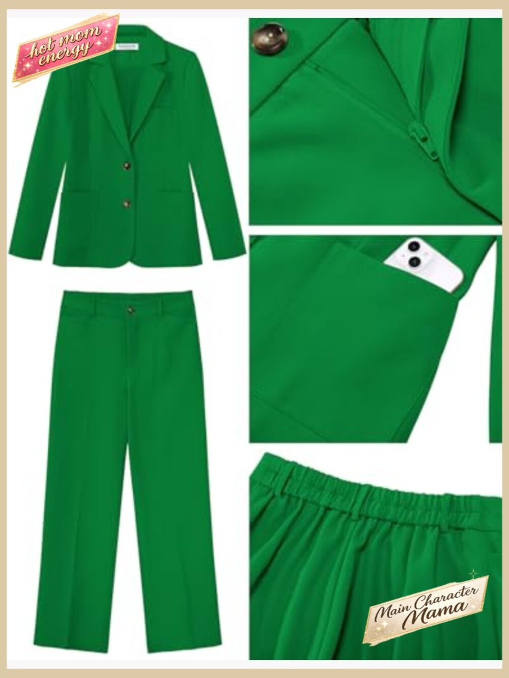 Pantsuit 2 Piece Set Blazer and Wide Leg Pants Business Professional Work - Picture 4 of 7